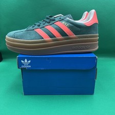 adidas Gazelle Bold J Unisex Kids Platform Green Pink Suede US 4.5 JQ7408