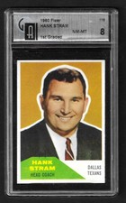 1960 Fleer Football #116 HANK STRAM (RC-HOF) Dallas Texans GAI 8 NM-MT