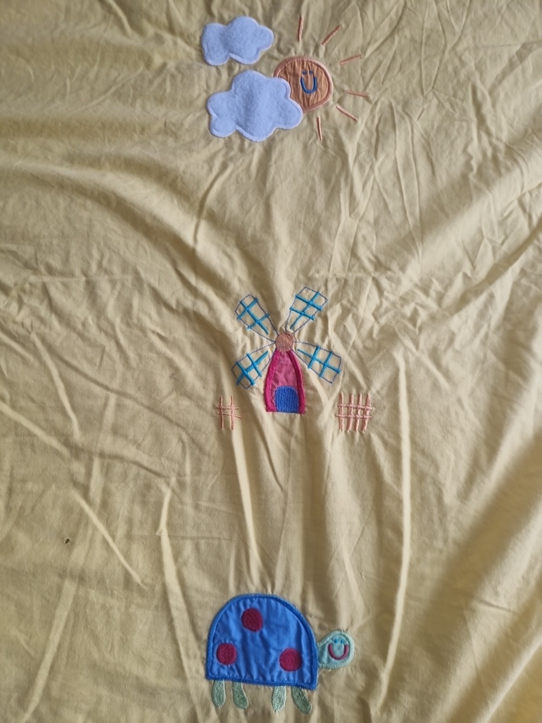Trapunta letto lettino vintage Mothercare patchwork sole mulino a vento tartaruga 12 mesi 4810320 foto 3