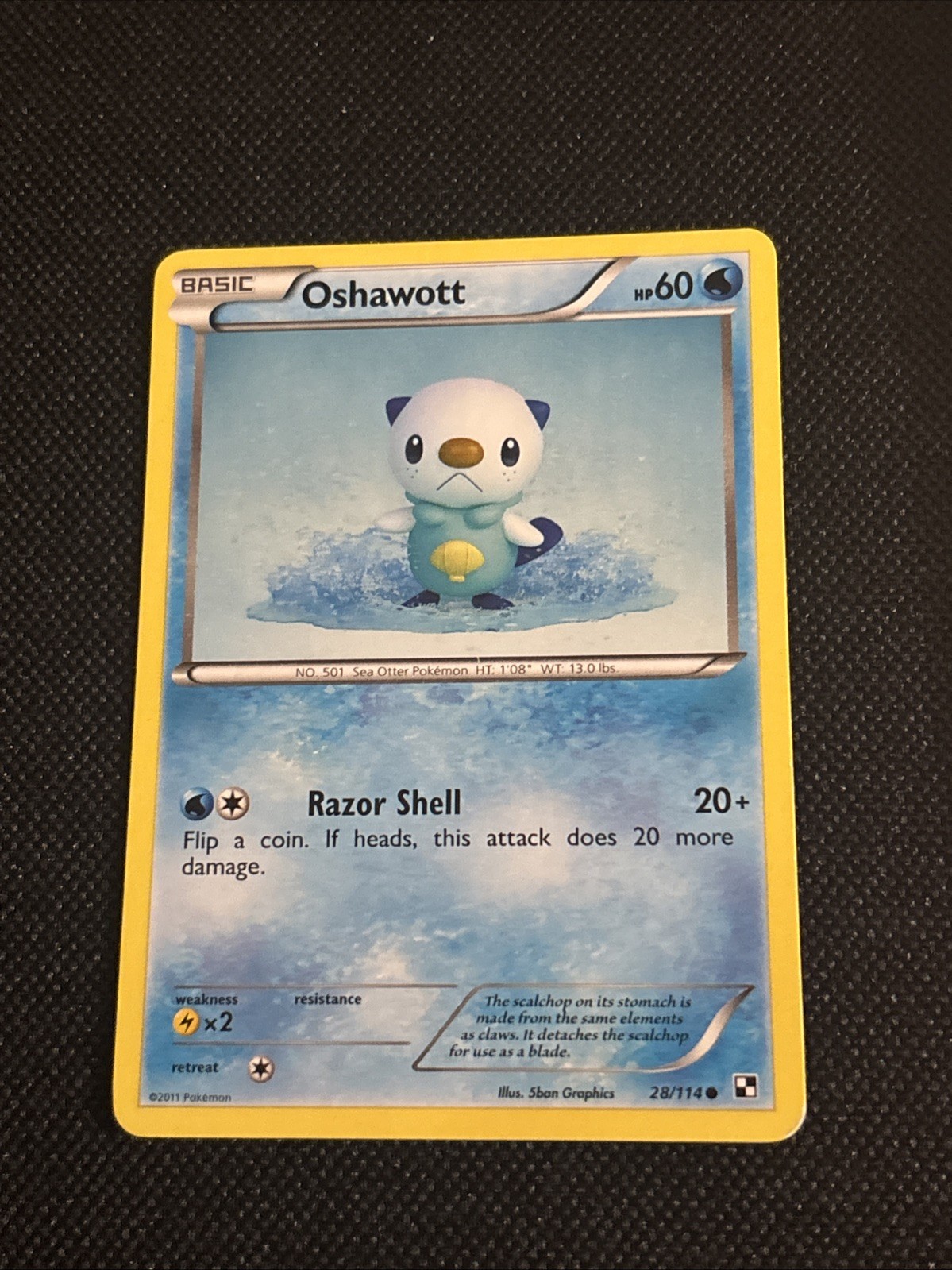 Pokemon Oshawott Pokémon TCG Black & White 2011 #28/114 Common Regular LP