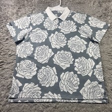 Bonobos Golf Polo Shirt Mens XL Gray Floral AOp Print Standard Fit Performance