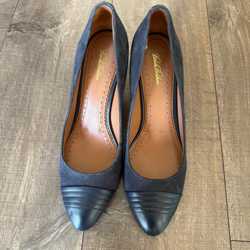 Замшевые кожаные туфли-лодочки Brooks Brothers с носком на классических каблуках размер 10 для официальных приемов карьеры - Изображение 2 из 4