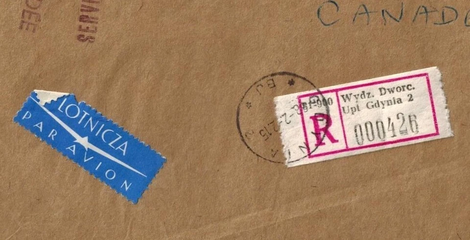 Polonia 1988 Correo Aéreo Oficial Registrado a Montreal para Reconciliación RARO Foto 2 de 4