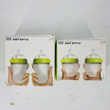 Lot of 4 Como Tomo Green Soft Silicone Baby Bottle Set 5 ounce & 8 ounce