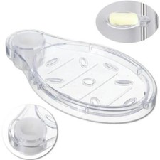 Hot Transparent Soap Tray Bath Dish Storage Shower Riser Slide Rail Wipe Kitchen