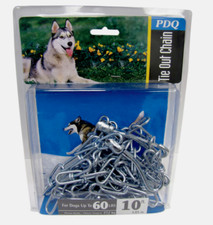 PDQ Boss Pet 10' DOG TIE OUT CHAIN Silver Steel Snap LARGE Size 60 lbs 43710 NEW