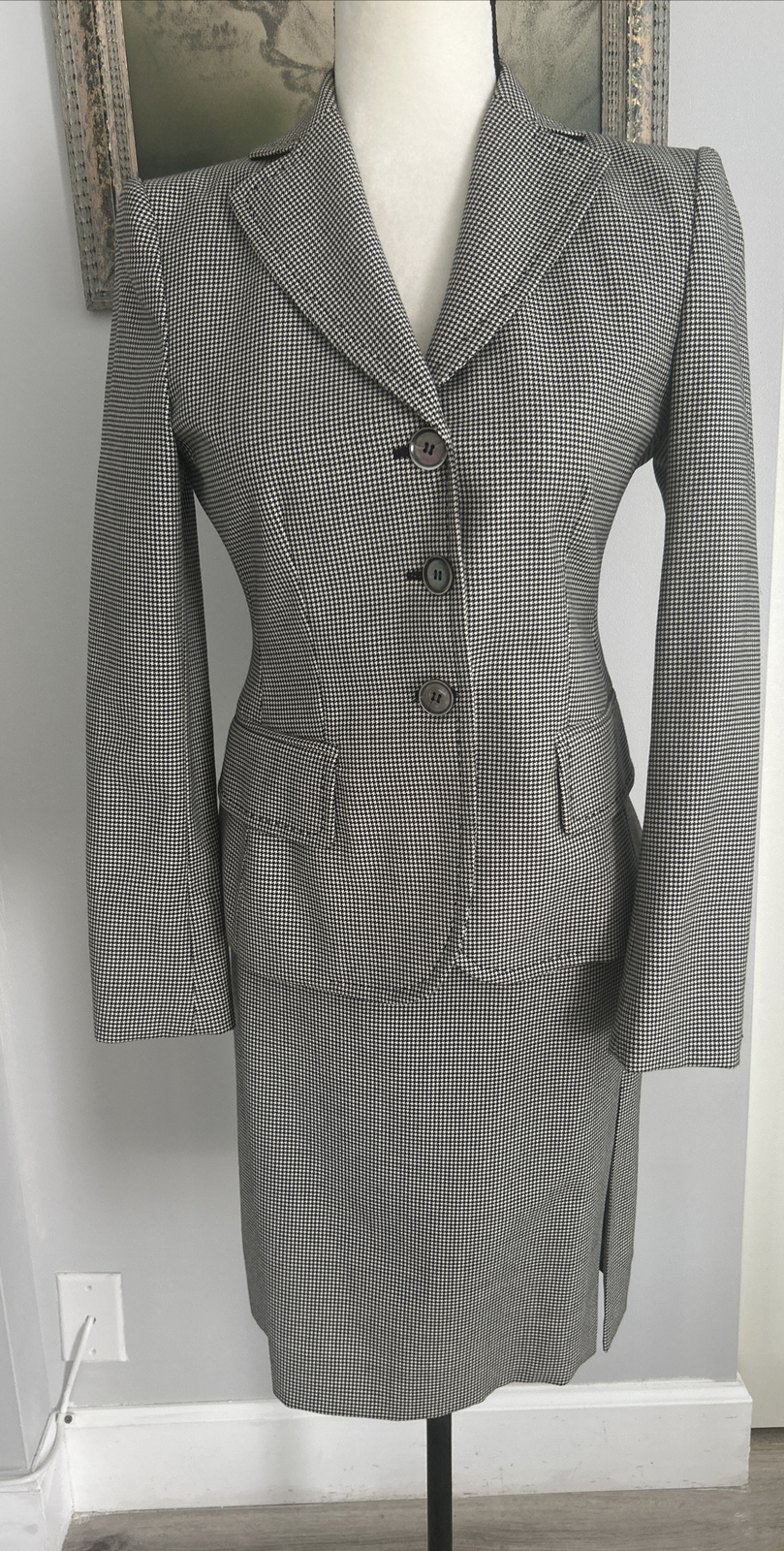 Moschino Barato y Chic Lana Falda Traje Pata de Gallo Para Mujer EE. UU. 6