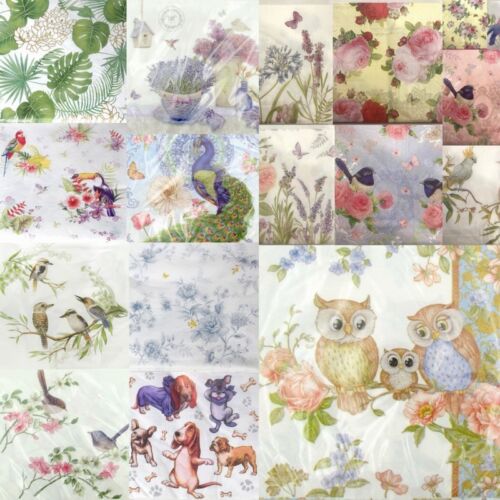 NEW 20x Printed Napkin 3ply Paper Napkin Serviettes Dining Tableware Flower Bird - Picture 1 of 37