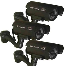 3x Dummy Security Camera Fake LEDs Flashing Light Home Surveillance Waterproof