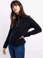 Madewell Donegal Belmont Mockneck Wool Sweater in Coziest Yarn Charcoal  Small