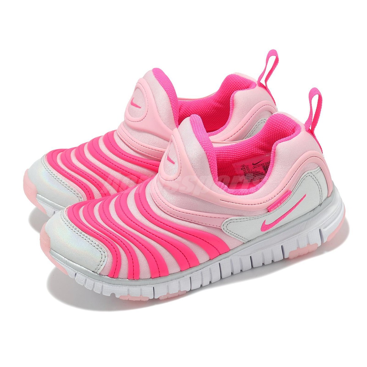 Nike Dynamo Free PS White Silver Pink Kids Preschool Casual
