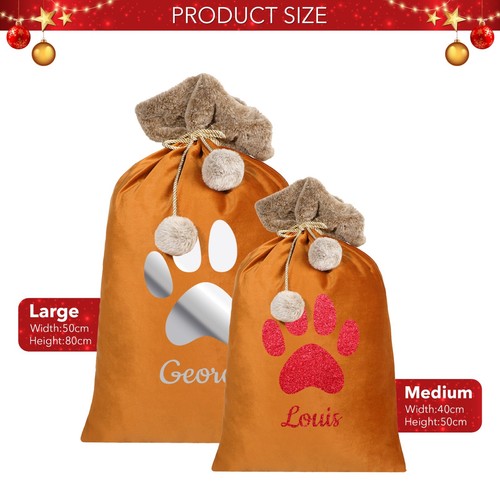 Saco de Terciopelo Personalizado en Cobre con Diseño de Pata de Mascota Regalo de Navidad para Mascota - Imagen 3 de 7