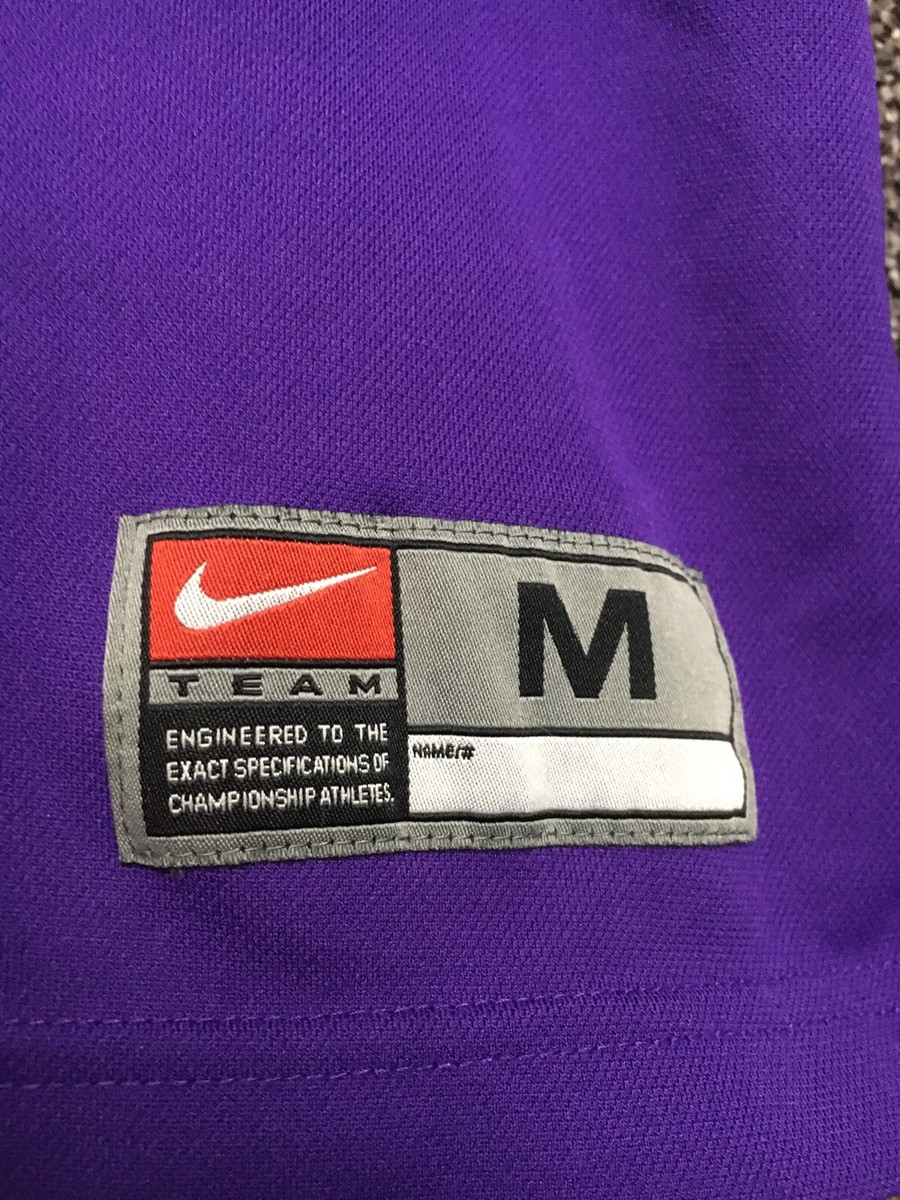 Nike Purple Team Shirt RN# 56323 CA# 05553 White Stripe On Sleeves