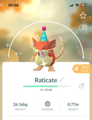Shiny Raticate Costume Party Hat - P T C - Read Description