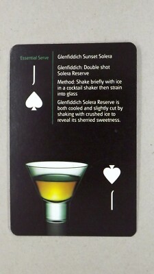 1 x playing card of Glenfiddich Sunset Solera cocktail   Jack of Spades   T11