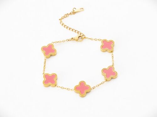 18K Gold-Plated Four-Leaf Clover Bracelet Lucky Simple bracelet Jewelry with box - Picture 7 of 8