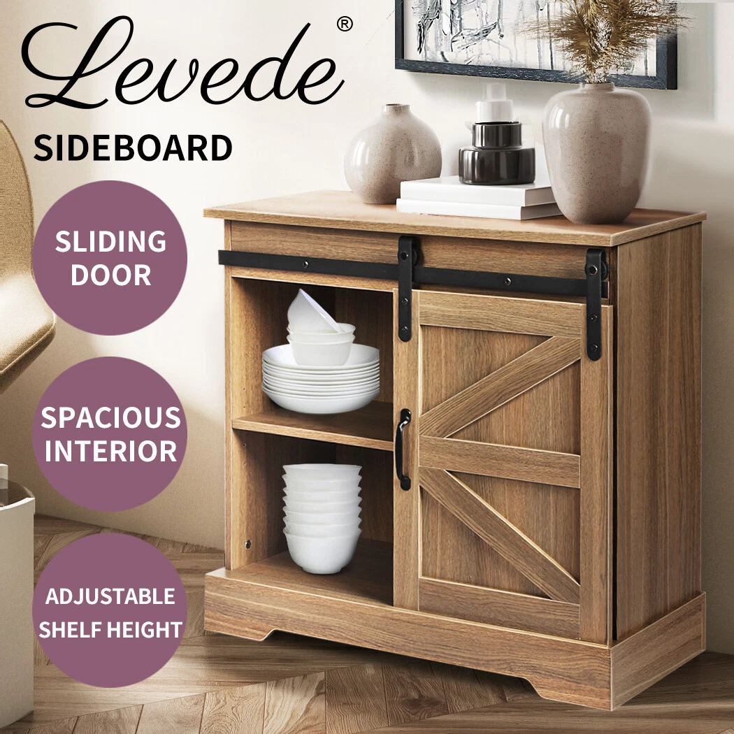 Levede Buffet Sideboard Storage Cabinet Sliding Barn Door Kitchen