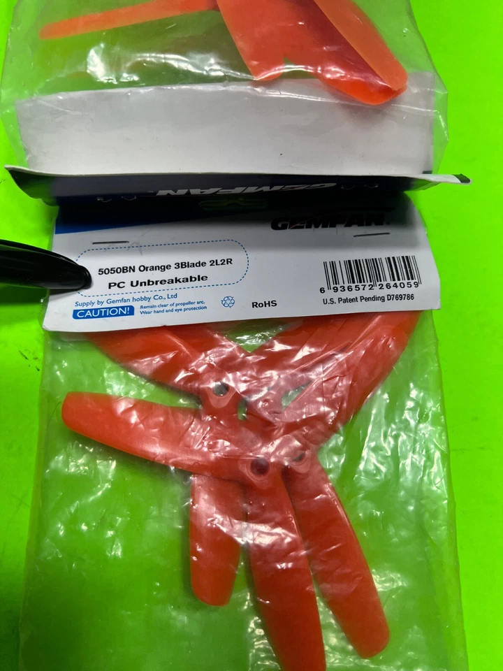8PCS Gemfan 5050BN 3-Blades Propellers Orange for Racing Quadcopter 4CW 4CCW - Image 2 of 3