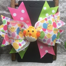 Handmade 4" Alligator Clip Layered Stacked Bow Easter Grosgrain Ribbon 706