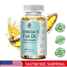 Omega 3 Fish Oil Softgel Capsules Triple Strength EPA & DHA, Heart Brain Health