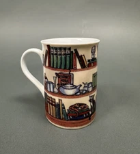 Barnes and Noble Coffee Tea Mug Bookshelf With Books Teapots Cats