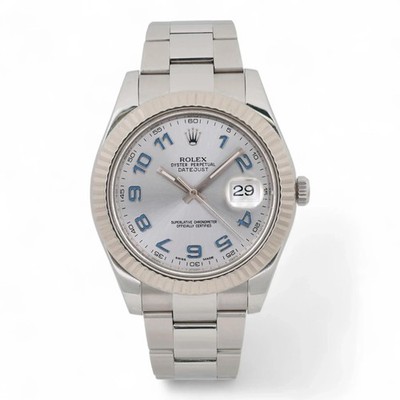 Rolex Datejust 41 18K White Gold Steel Silver Dial Automatic Watch 116334