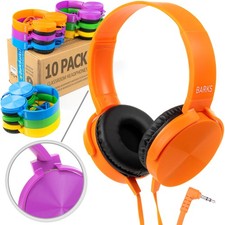 Classroom Headphones 10 Pack, Mixed Colors - On-Ear Premium Student Bulk He...