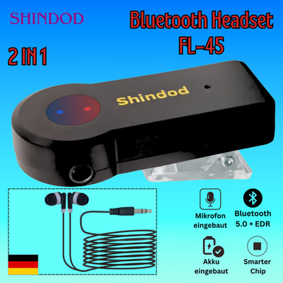 Shindod FL 45   Tragbarer Bluetooth Empfänger mit Clip & Headset Stereo