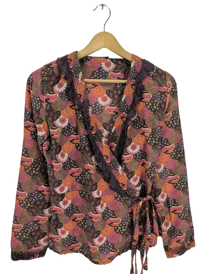 PEPE JEANS Blusa cruzada Mujeres Blusa Talla EU 38 rosa-negro-naranja claro - Imagen 1 de 4