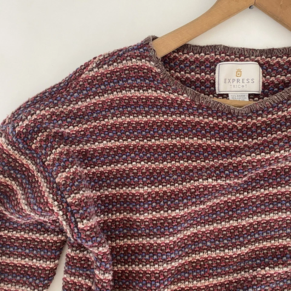 Suéter Tricot De Colección Express Y2K Mediano Hombro Caído Rayas Pullover Cottagecore Foto 4 de 4