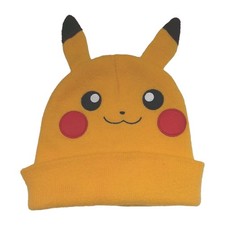 Pokemon Pikachu Cuffed Beanie Knit Hat Yellow Youth Kids Boys Girls One Size