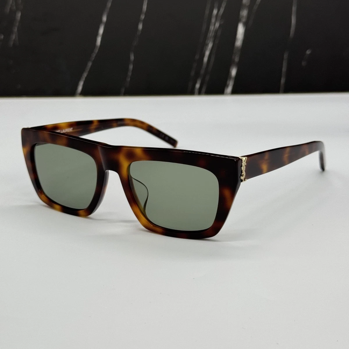 New Saint Laurent Square Havana Green Women Sunglasses SL474 002 Buy SAINT LAURENT Brown SL 474 002 Square Sunglasses in  main image 3