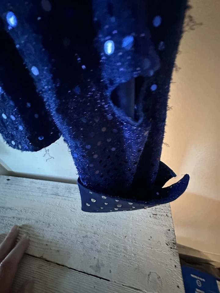 Camisa Rods Cremallera Lentejuelas Brillante Damas Western Horse Show Azul Talla Pequeña LEER Foto 3 de 4