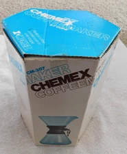 25-1188 VINTAGE Chemex CM- H207 Handblown Pyrex Glass Coffee Maker 2-7 cups NOS