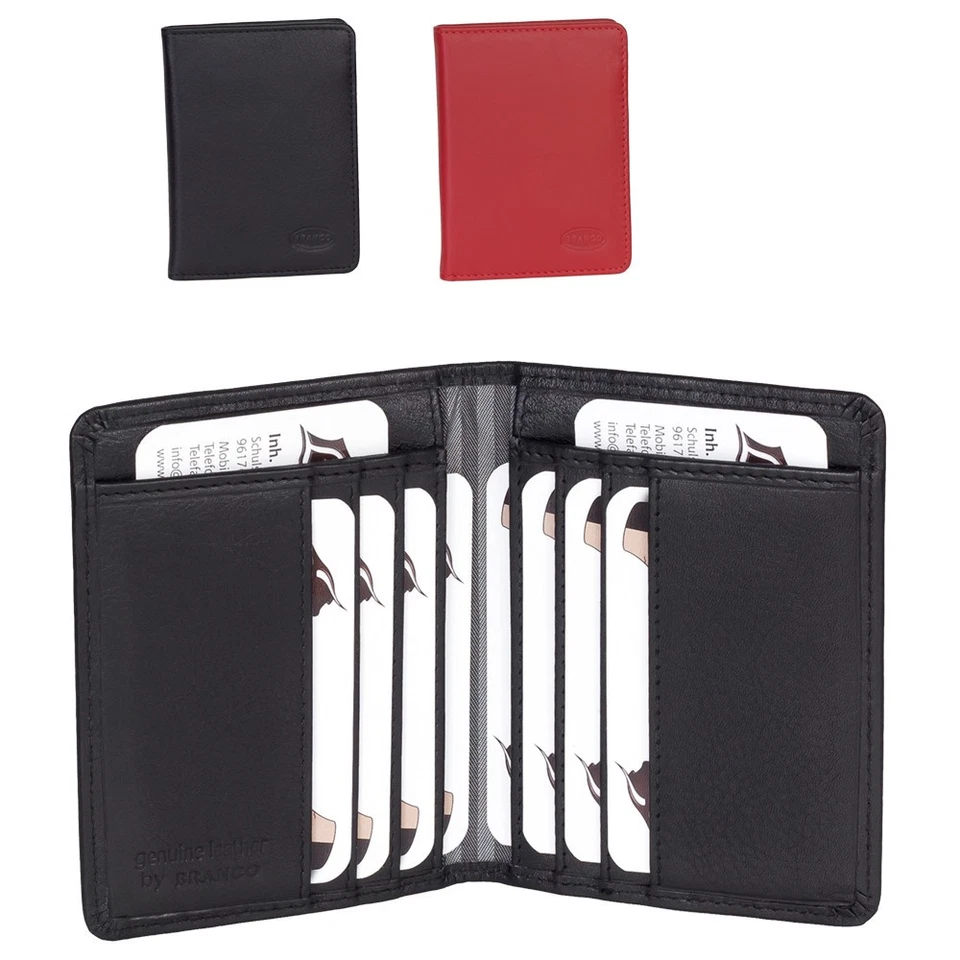 Leder Ausweismappe Ausweisetui Ausweishülle Kartenetui  KFZ Etui Schwarz Rot - Bild 1 von 2