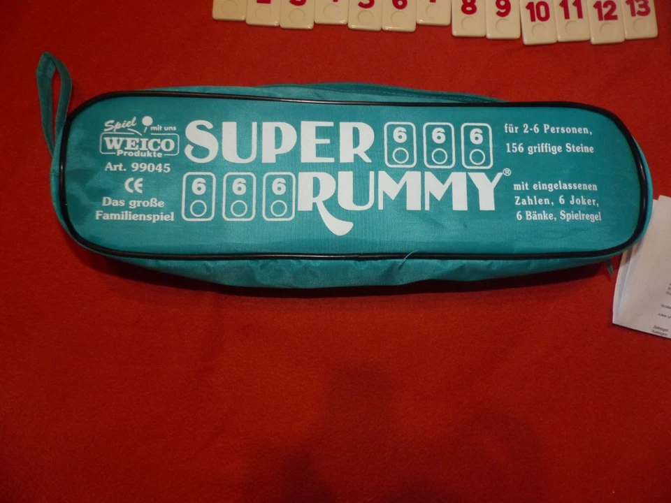 SUPER RUMMY bis 6 Spieler WEICO Rummi  99045 griffige Spielsteine Tasche Reise - Bild 2 von 4