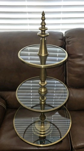 Jiallo Anastasia Three Tier Round Metal & Glass Buffet - Dessert Stand 32"Tall - Picture 6 of 7