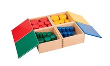 Montessori Wooden Knobless Color Cylinder Blocks, Baby Games Stacked Arrangem...