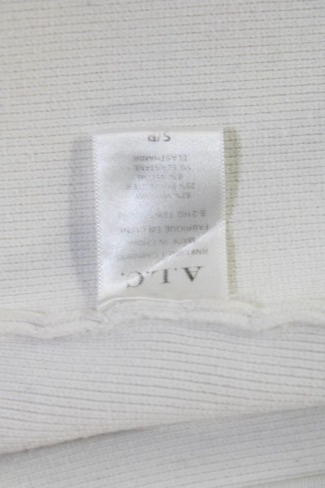 Top corto ajustado con correas de espagueti cuello cuadrado beige talla S ALC para mujer Foto 4 de 4