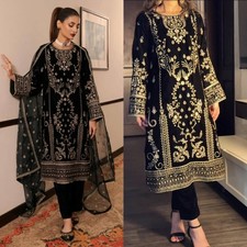 Pakistani Black Dress Salwar Kameez Ready To Wear Suits Indian Wedding Bollywood