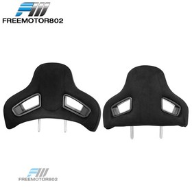 Seat Headrest For Civic/BMW 3 Serise Black Suede Rod Dia 14mm Space 140mm Pair