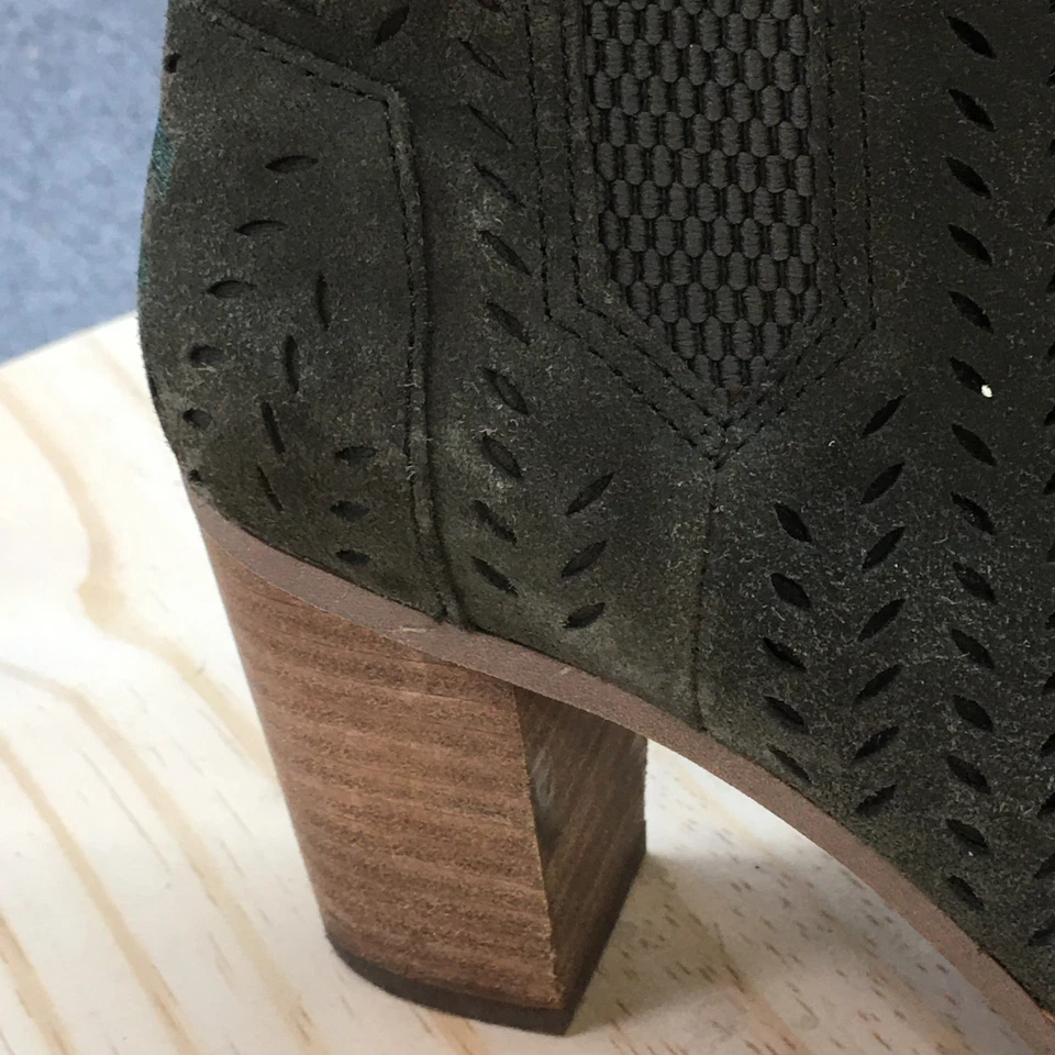 Toms Boots Womens 7 Majorca Ankle Bootie Green Side Zip Peep Toe Block 10010927T - Image 2 of 4