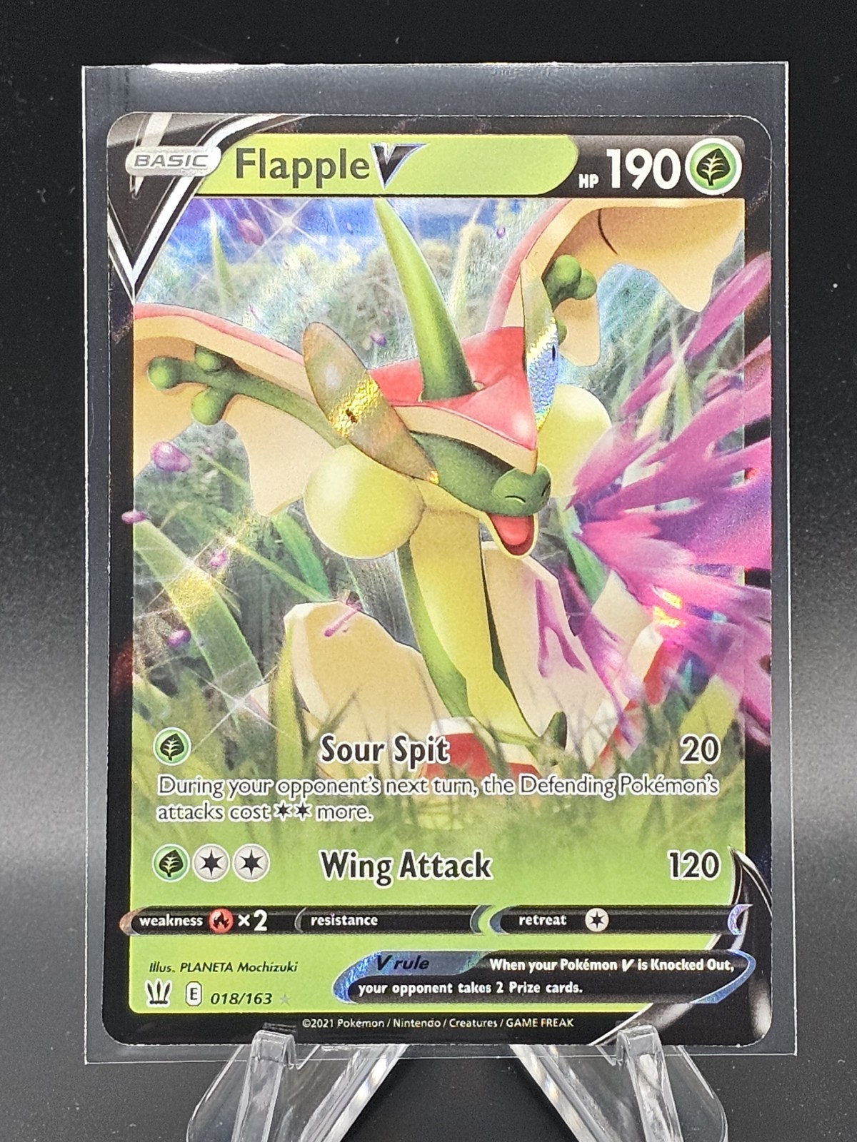 Flapple V #18/163 Pokémon Card Sword & Shield Battle Styles Holo Rare 