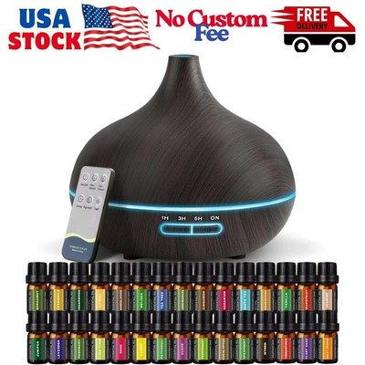 550ml Oil Diffuser with 30x5 mL Essential Oils, Ultrasonic Technology, Remote..