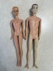 Vintage 1961 Blond Ponytail Barbie(haircut)/Brunette transitional mat Ken doll