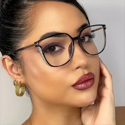 Women Oversized PC Frame Reading Glasses Anti Blue Light Presbyopic Eyeglasses