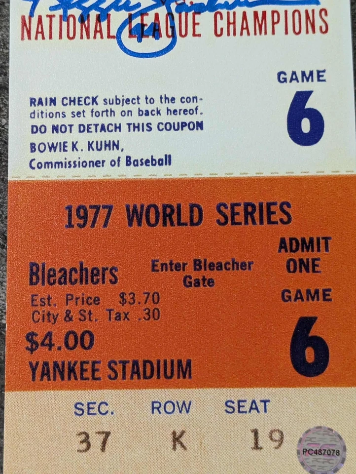 Serie Mundial 1977 Juego 6 Firmado Reggie Jackson Mini Mega Boleto Foto 4 de 4