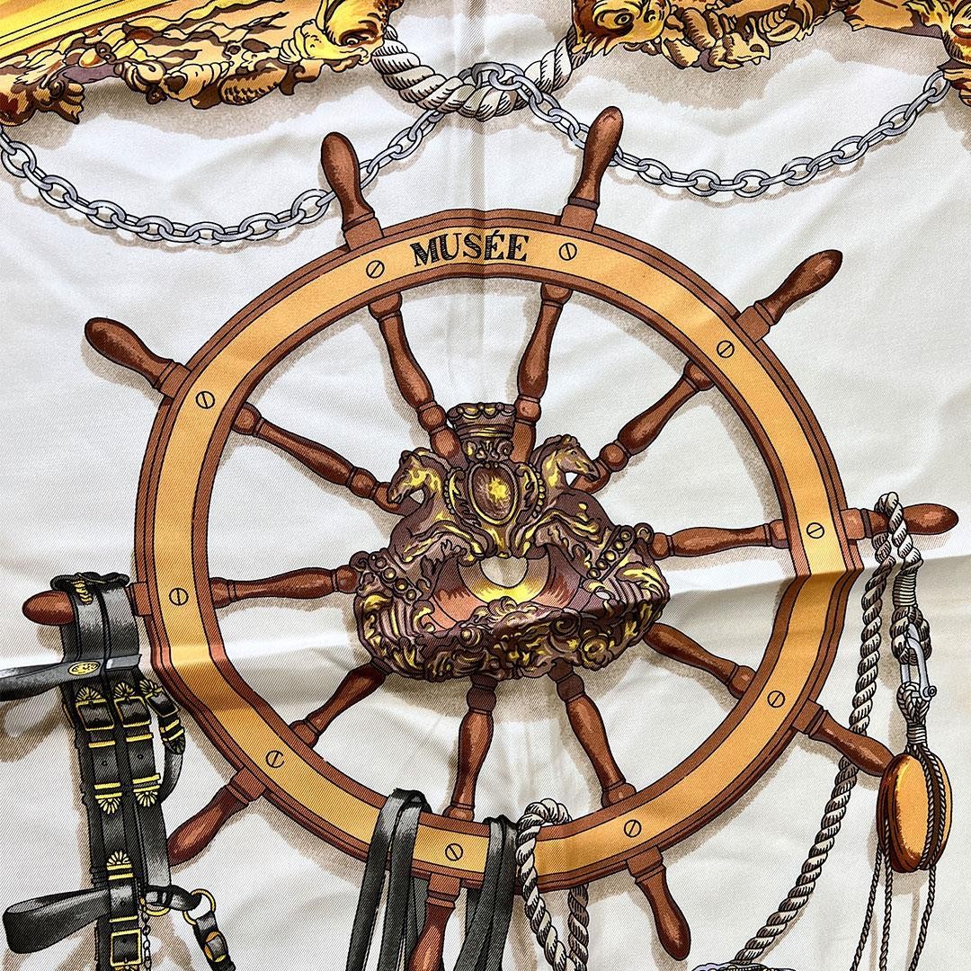 Hermes Carre 90 Musee Silk Scarf Pink 34x34 Authentic Excellent Used No Box