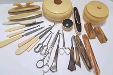 Vintage Celluloid  Antique French Ivory Vanity Manicure Tool Large Lot