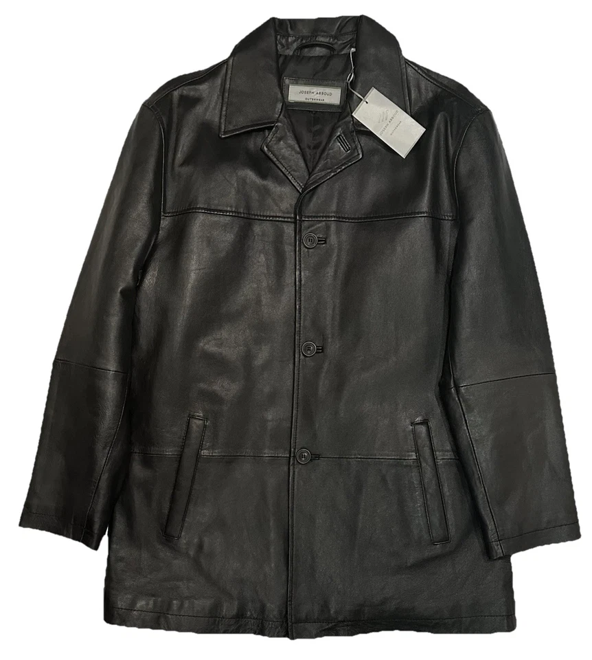 $595 NUEVA CHAQUETA DE CUERO JOSEPH ABBOUD M ABRIGO DE COCHE 3 BOTONES PARA HOMBRE Foto 4 de 4